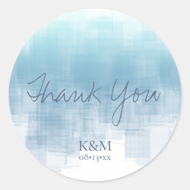 Aquarellbilder Danke Dusty Blue ID774 Runder Aufkleber (Vorderseite)