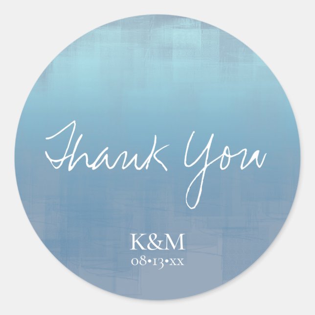 Aquarellbilder Danke Dusty Blue ID774 Runder Aufkleber (Vorderseite)