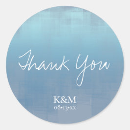Aquarellbilder Danke Dusty Blue ID774 Runder Aufkleber