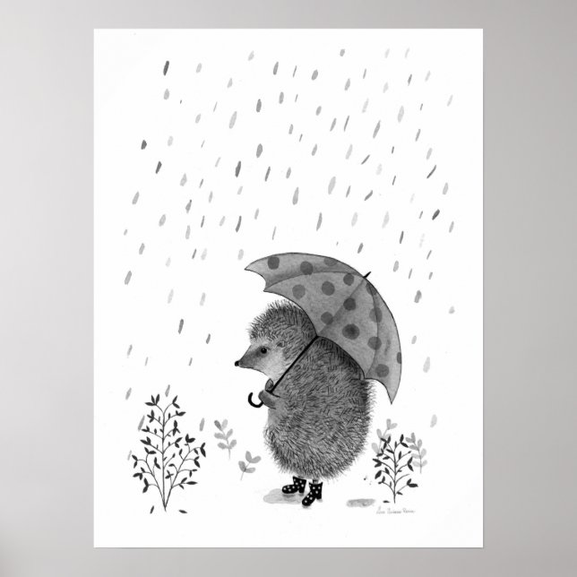 Aquarellbilder des niedlichen Igels Poster (Vorne)