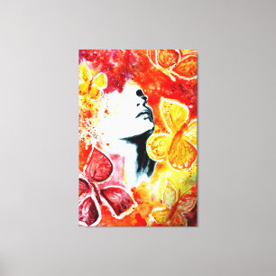 Aquarellbilder - Eine Frau in Liebe Leinwanddruck
