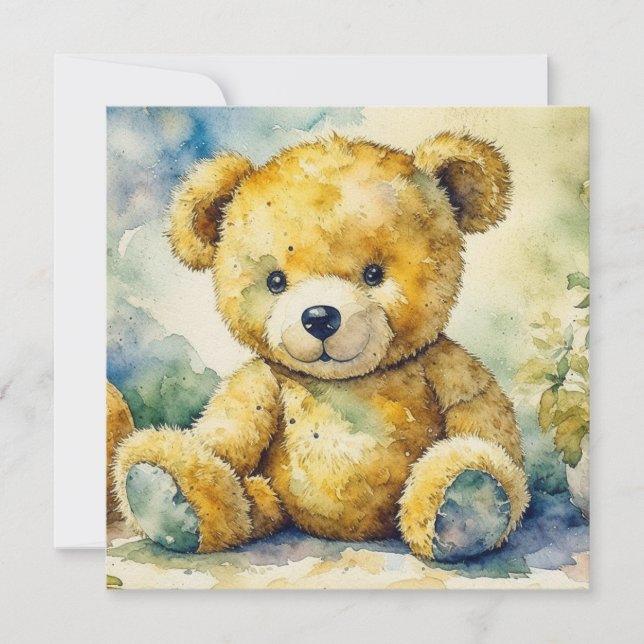 Aquarellbilder eines Teddybären Vielen Dank (Vorderseite)