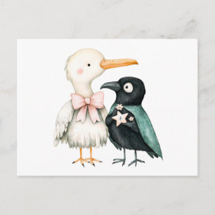 Aquarellbilder für Seagull und Crow Postkarte