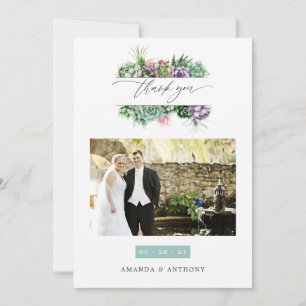 Aquarellbilder Hochzeitfoto-Collage Dankeskarte