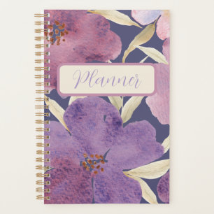 Aquarellbilder in violettem Hintergrund Planer