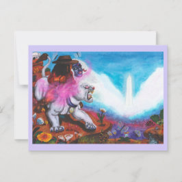 Aquarellbilder Junge reitet weiße Lioness Postkarte