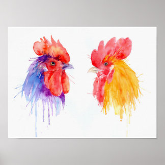 Aquarellbilder mit zwei Rollen Poster