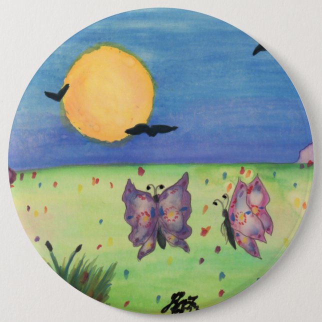 Aquarellbilder Schmetterlinge Liebe Couple Button (Vorderseite)