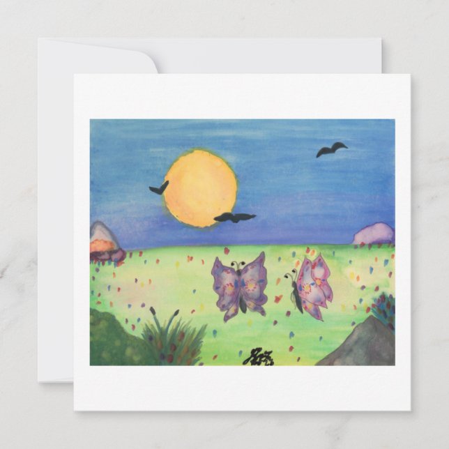 Aquarellbilder Schmetterlinge Liebe Couple Einladung (Vorderseite)