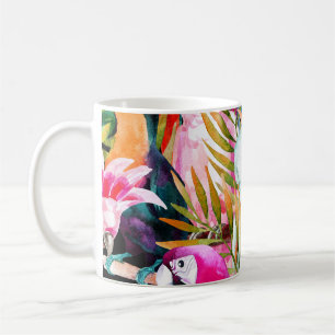 Aquarellbilder: tropisches nahtloses Muster Kaffeetasse