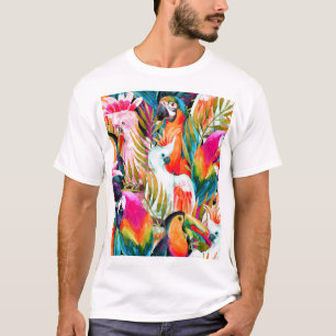 Aquarellbilder: tropisches nahtloses Muster T-Shirt