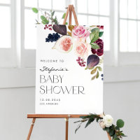 Aquarellbilder und Berry Fall Floral Baby Dusche