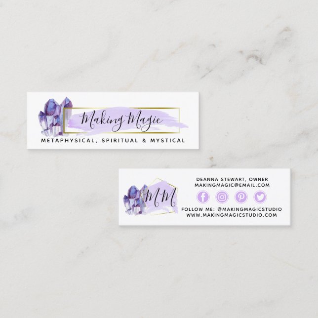 Aquarellbilder und Minimalistische Social Media Mini Visitenkarte (Vorne/Hinten)