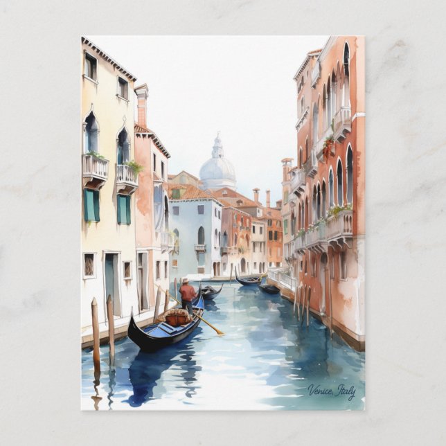 Aquarellbilder Venedig Canals Italien Postkarte (Vorderseite)