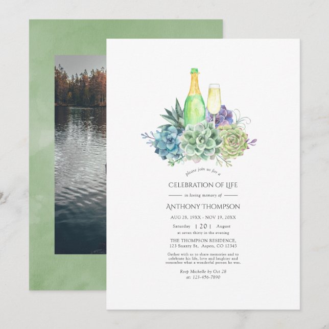 Aquarellbilder Wein Feier des Lebens Einladung (Vorne/Hinten)