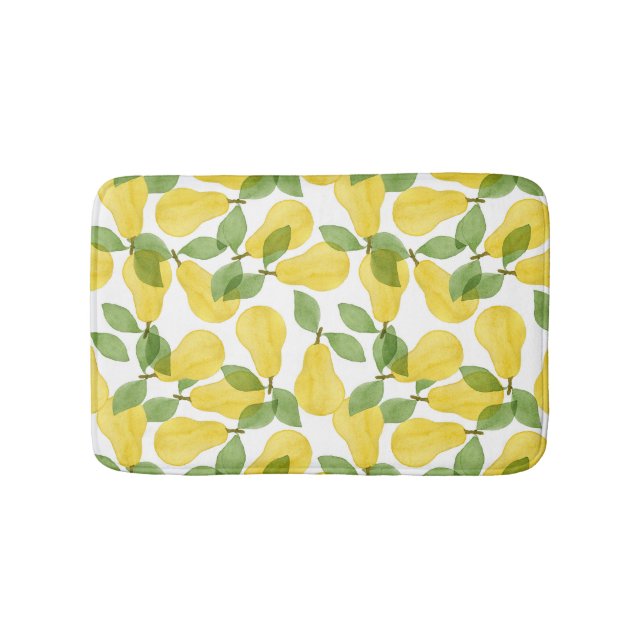 Aquarellbirnen: Handgemalt Badematte (Vorderseite)