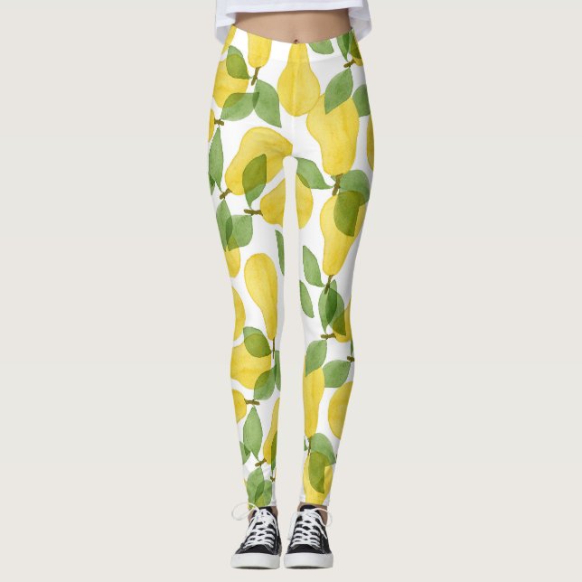 Aquarellbirnen: Handgemalt Leggings (Vorderseite)