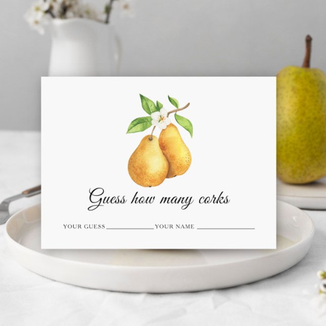 Aquarellbirnen Raten Sie, wie viele Korken Bridal- Begleitkarte (Von Creator hochgeladen)