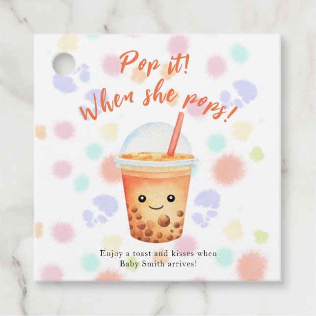 Aquarellblase Tee Pop! Wenn sie Pop! Geschenkanhänger (Vorderseite)