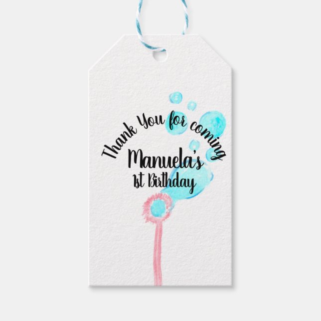 Aquarellblase Wand Pop Pop Pop Geburtstag Geschenkanhänger (Vorderseite)