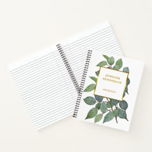 Aquarellblätter elegantes Gold professionell Notizbuch