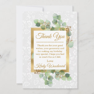 Aquarellblätter Goldfolie Glitter Sweet 16 Dankeskarte