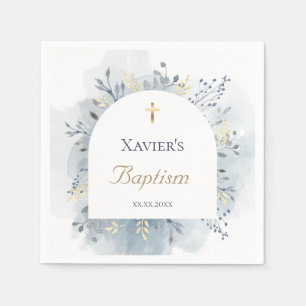 Aquarellblätterung Taufe Serviette