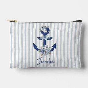 Aquarellblau blaue Wasserstreifen Name chic Zubehörtasche