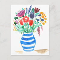 Aquarellblau Blauer Vase, helle Blume