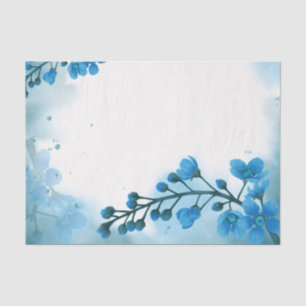 Aquarellblau-Blume Blumendekoupage Seidenpapier