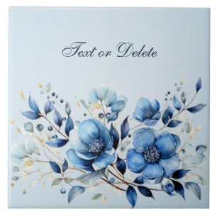 Aquarellblau Blumen Keramik Tile Fliese