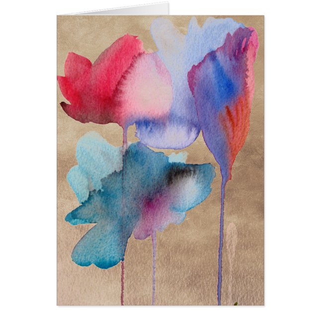 Aquarellblau Blumen Modernes Blumendesign (Vorne)