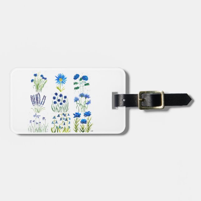 Aquarellblau Blumen Sammlung Chic rustikal Gepäckanhänger (Vorderseite horizontal)