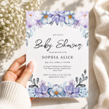 Aquarellblau Blütenflora Elegantes Babydusche