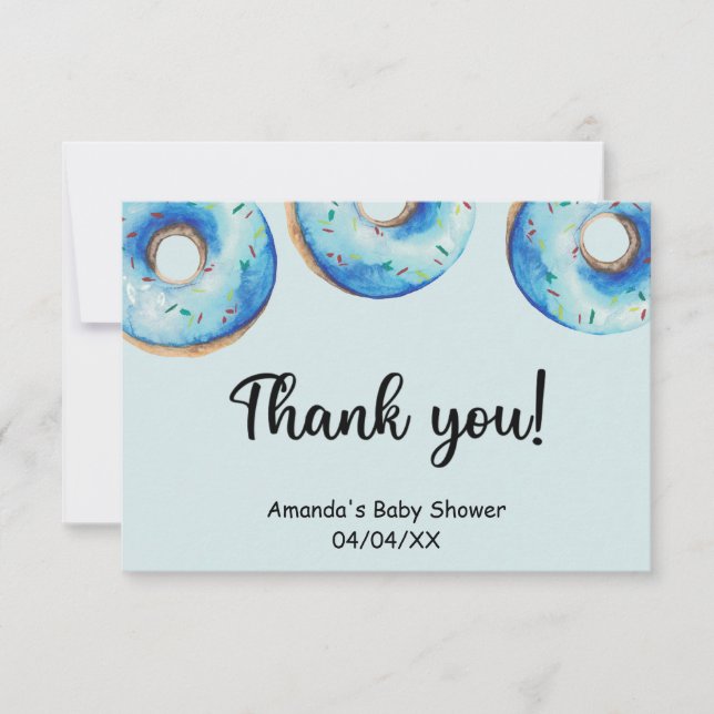 Aquarellblau Donuts Dank Karte (Vorderseite)