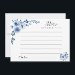Aquarellblau-dustige Blumenempfehlungen Hinweiskarte<br><div class="desc">Ein schlichtes Blumendesign mit wunderschönen,  blauen Aquarellfarben-Blume. Sie können die Farben und Textdetails ändern.</div>