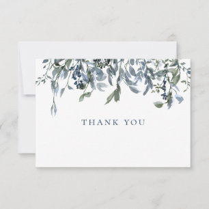 Aquarellblau florale Danke Note Card