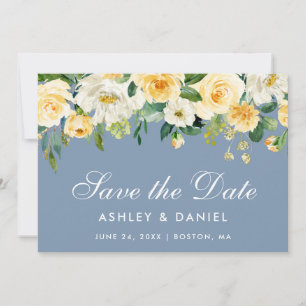 Aquarellblau, gelb, blau save the date
