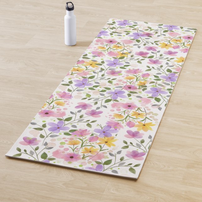 Aquarellblau Gelb Rosa und Lila Yoga Mat Yogamatte (Beispiel)