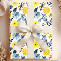 Aquarellblau-Gelbe Boho-Blume