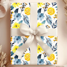 Aquarellblau-Gelbe Boho-Blume