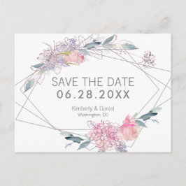 Aquarellblau - Geometrie Save the Date Ankündigungspostkarte