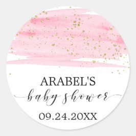 Aquarellblau & Gold Sparkle Baby Dusche Gefallen Runder Aufkleber