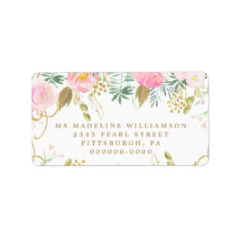 Aquarellblau & goldblütenfarbene Rücksendeadresse Adressaufkleber