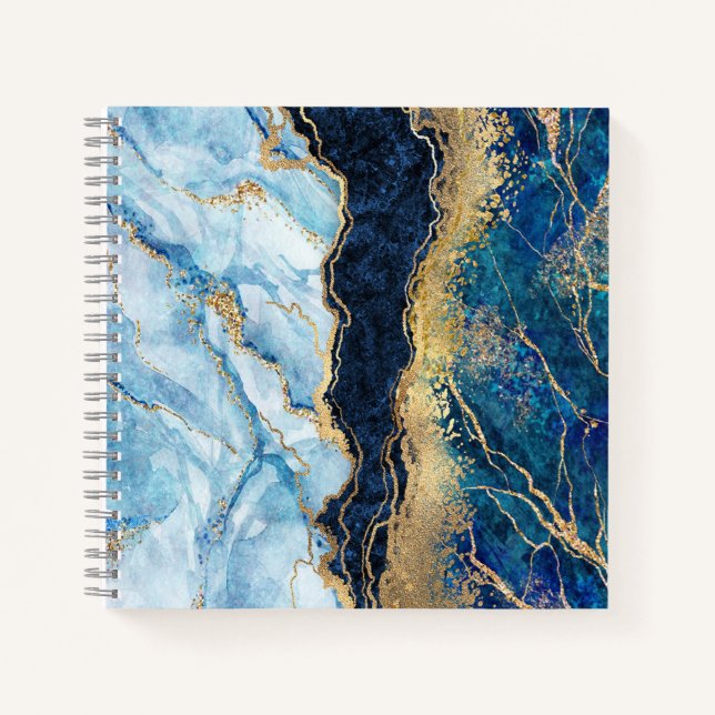 Aquarellblau-Goldmarmor      Notizbuch (Vorderseite)