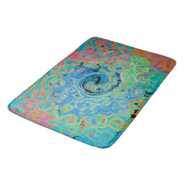 Aquarellblau Groovy Abstrakt Retro Liquid Swirl Badematte