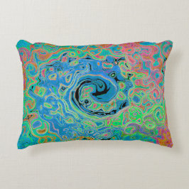 Aquarellblau Groovy Abstrakt Retro Liquid Swirl Dekokissen