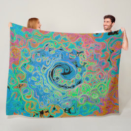 Aquarellblau Groovy Abstrakt Retro Liquid Swirl Fleecedecke