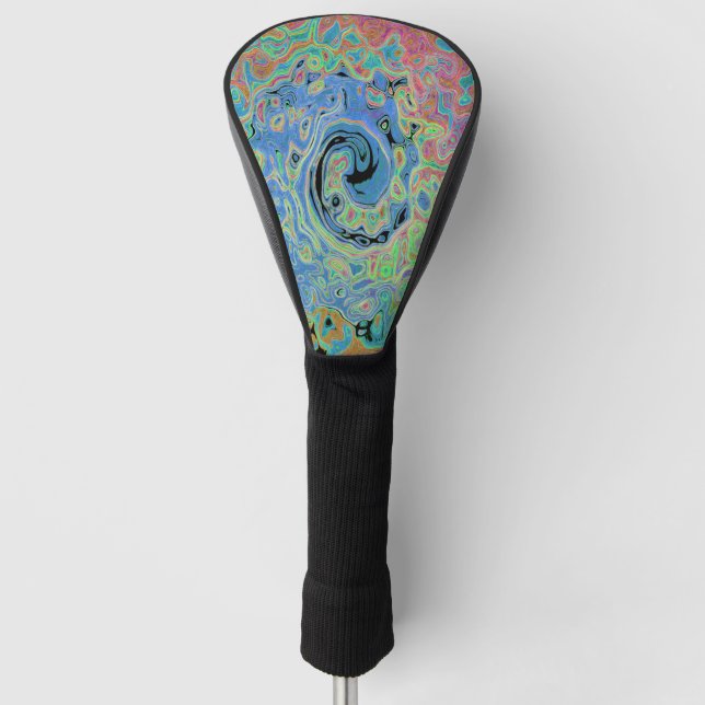 Aquarellblau Groovy Abstrakt Retro Liquid Swirl Golf Headcover (Vorderseite)