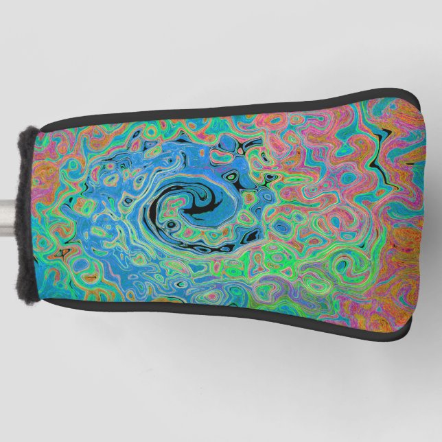 Aquarellblau Groovy Abstrakt Retro Liquid Swirl Golf Headcover (Vorderseite)
